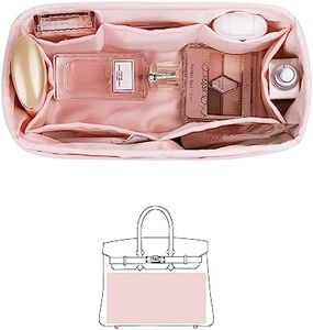 Silky Purse Organizer Insert Compatible with Berkin 35, Lightweight Luxury Bag Shaper with Multiple Pockets for Daily Use (Pink, BK35)