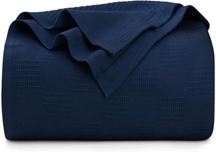 Utopia Bedding 100% Cotton Blanket (King Size - 90x108 Inches) 350GSM Lightweight Thermal Blanket, Soft Breathable Blanket for All Seasons (Navy)