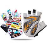 Kids Junior Cycling Gloves Fingerless Outdoor Sport Road Mountain Bike, Fit Boy Girl Youth Age 2-10, Gel Padding Bicycle Half Finger Pair S M L XL (Guitar with Letter, M)