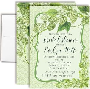 Custom Rustic Hops Greenery Bridal Shower Invitations – 50 Personalized 5x7 Botanical Wedding Shower Cards with Fifty Envelopes – Unique Beer or Garden Theme Invites by AmandaCreation