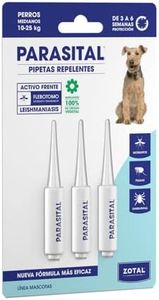 Parasital Pipetas Antiparasitarias para Perros Medianos de 10 a 25 kg - 3x3ml de Zotal - Activo Contra Leishmaniasis y demás Mosquitos, Pulgas y Garrapatas