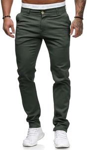 ALLABREVE Men's Chinos Casual Dress Pants Slim Fit Skinny Stretch Flat-Front Lightweight Comfort Slacks (Military Green,34W*32L)