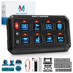 MICTUNING 8 Gang Switch Panel P1S-B08X High Power Multifunction Pulse/Strobe/Momentary/Toggle Switch Panel with Circuit Control Fuse Box for Truck SUV Offroad Marine Camper Blue,2 Years Warranty