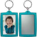 2.5x3.5 Teal Acrylic Sparkle Snap-in Photo Keychains with Mirror - Pack of 144