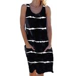 Qiyun.z Women's Casual Sleeveless Swim Cover-up Dress Loose Tank Dress with Pockets Black 4XL