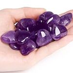 YATOJUZI Amethyst Heart Healing Crystals Bulk Natural Polished Thick Heart Shaped Palm Pocket Reiki Energy Stones Suit For DIY Handmade Divination Meditation Home Decor Gifts For Women 10PCS