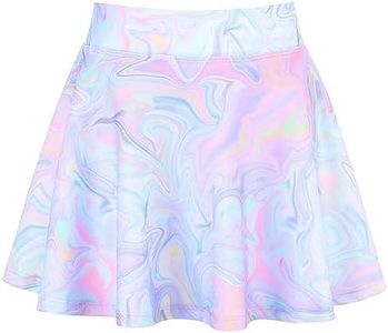 JESKIDS Pleated Skirts Girls' Tennis Skirts Golf Athletic Skort Dance Running School Sport Skirts with Shorts 6-7 Years Tie Dye