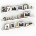 Giftgarden 47 Inch White Floating Shelves for Wall Mount, Modern Long Wood Wall Shelf Ledge for Bathroom Bedroom Living Room Kitchen Nursery Storage, Set of 3 Different Sizes