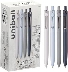Uniball Zento Gel Ink Rollerball Pens, 12 Black Medium Point Smooth Writing Pens, Colored Japanese Pens, Zen Colors