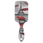 Linomo Hair Brush Vintage Eiffel Tower Paris Red Umbrella Air Cushion Massage Comb for Women Kids, Nylon Brush for Wet Dry Curly Hair