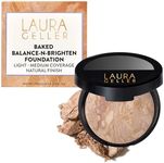 LAURA GELLER NEW YORK Award-Winning Baked Balance-n-Brighten Color Correcting Powder Foundation – Handmade in Italy – Buildable Coverage, Matte Finish – For Mature & Sensitive Skin – 02 Fair
