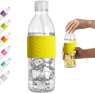 Copco Hydra 16.9 oz Water Bottle with Leak-Proof Lid - Tritan Reusable with Textured Grip Sleeve - BPA-Free, Shatter-Resistant, Dishwasher Safe for Travel, Gym, Work, Outdoors (Chevron Buttercream)