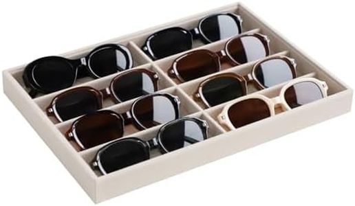 Stratalife Sunglasses Organizer Velvet Sunglass Organizer Tray Drawer Jewelry Storage Tray Bracelet Watch Display Case for Men Women Beige (8 Grids)