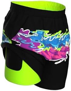 Shinesty Hammock Support Pouch Workout Shorts | 7" Men's Compression Shorts (US, Alpha, Small, Regular, Regular, 5", Black/Neon)