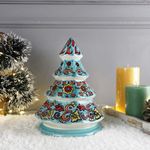 VarEesha Hand-Made Multicolored Ceramic Christmas Tree Decorative| Handmade Ceramic Table Showpiece | Christmas Ornaments | Living Room Decoration for Christmas 11 Inch