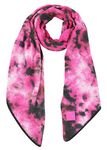 S3-7380-0624 Soft Knit Winter Oblong Scarf - Tie Dye - Black/Hot Pink