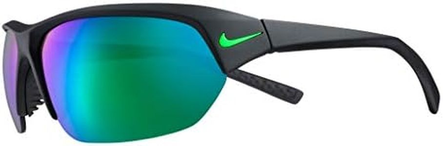 Nike Skylon Ace Rectangular Sunglasses, Matte Black/Green, 69 mm