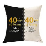 40 Years of Marriage Gifts for Couple - Mr. Right and Mrs. Always Right Gifts Anniversary Cushion Cover for Husband Wife 40th Wedding Gifts for Grandma Grandpa Wedding Anniversary Keepsake (40th)