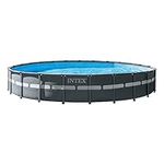 Intex 24ft x 52inch Round Ultra XTR Metal Frame Swimming Pool with Sand Filter, Ladder, Cover & Ground Cloth. UK spec with Factory fitted UK 3 Pin Plug