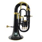 Indian Musical Instrument Euphonium 4 Valve Bb Pitch WITH Carry Case & Mouthpiece (BRASS) (BLACK SILVER)