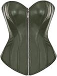 Bslingerie® Women's faux leather bustier corset, dark green, Large