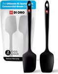 New DI ORO Seamless Series 2-Piece Silicone Pro XL Spoonula & Spatula Set - 600°F Heat-Resistant Nonstick Rubber Commercial Grade Kitchen Cooking Utensils - Large Scrapers for Mixing & Baking (Black)