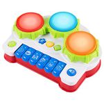 Pup Go Baby Musical Drums Piano Toy with Music, Animal Sounds and Light - Early Education Learning Electronic Keyboard Musical Instrument Toys for Toddlers Kids Boys and Girls