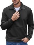 COOFANDY Men's Half Zip Sweater Slim Fit Mock Neck Polo Sweatshirt Gym Athletic Golf Sweatshirt Pullover Black