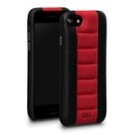 Sena Racer Snap On Leather Cell Phone Case for iPhone 6, 7, 8 - Drop Safe, Black/Red