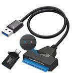 PiBOX India - USB 3.0 USB C OTG to 2.5" SATA III Hard Drive Adapter 0.5 M Long Cable w/UASP - SATA to USB 3.0 Converter for SSD/HDD - Hard Drive Adapter Cable - 50 cm -ASM225CM Chipset - 2.5 inch HDD