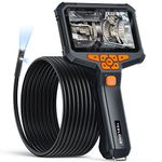 Teslong Endoscope Inspection Camera, Dual Lens Endoscope Camera with 7 Light, 2.0 Megapixel Waterproof Borescope Camera with Split Screen, Sewer Tube Camera 3000mAh Battery, 32G TF Card (16.5FT/5M)