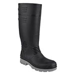 HILLSON Men Tc07Hls0022 Torpedo Safety Gumboots With Steel Toe (Black-Grey, Uk Size 8)