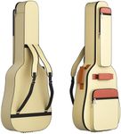 wigmoa N-N8 Acoustic 39/40/41 Inch Guitar Gig Bag【+ 6 Pick】 0.3Inch Extra Thick Sponge Overly Padded, with Four Large Storage Pockets, Waterproof Guitar Case. (Beige)