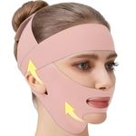 Face Compression Garment for Women,Chin Strap for Face Contouring,Reusable V Line Sleep Chin Strap for Restore Facial Muscle Elasticity Beautify Shape Facial Contours(Pink)
