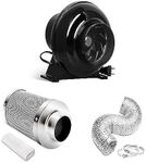 iPower 4 Inch 230 CFM Inline Fan Circulation Vent Blower, Air Carbon Filter, 8 Feet Ducting for Grow Tent Ventilation, Black