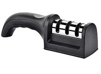 YANCI Smart Sharp Kitchen Knife Sharpener - Professional 3-Stage Manual Sharpener for Sharpening Kitchen Knives, Scissors - Ceramic Stone, Tungsten Carbide Plates. Ergonomic Design (Black)