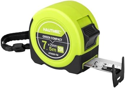 HAUTMEC 25Ft Tape Measure with Fractions 1/8,Multi-Catch Hook Retractable Measuring Tools,Heavy Duty Green Compact Case for Construction, Carpenter, Professionals HT0325