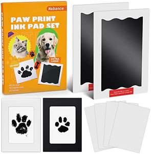 Nabance Huellas Bebe Recien Nacido, Huella Perro, El kit Contiene 2 Plantillas Grandes y 2 Marcos de Fotos Blanco y Negro, 4 Tarjetas de Impresión, Tinta para Huellas de Perro