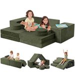 Kidirect K15 Modular Kids Play Couch, 320+DIY Convertible Foam Couch for Boys & Girls, Versatile Kid Couch Building Fort, Child Sectional Sofa for Playroom Bedroom, Olive Green Edition