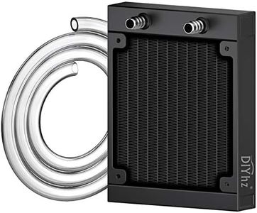 DIYhz Water Cooling Computer Radiator, 12 Pipe Aluminum Heat Exchanger Liquid Cooling Radiator Heat Sink 120mm for CPU PC Laser Water Cool System DC12V Black
