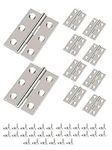 10pcs Butt Hinges 44mm Hinges Small Hinges Stainless Steel Door Hinges Internal Cabinet Hinges Cupboard Hinges for Wood Box Crates Windows Closet Drawer Doors DIY 6 Mounting Holes 120 Screws(Silver)