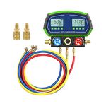 AUTOAND AC Digital Refrigerant Manifold Gauge Set for HVAC Refrigeration System, Dual Valve & Temperature Gauge Test with 3 Hoses Vacuum Leak Pressure Detector Kit