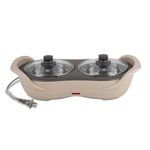 Jaypee Plus 1150 ml +1150 ml Stainless Steel Electric Casserole Set | Shockproof, Rustproof | 2 in 1 Electric Bowl for Food Warmer & Buffet Server - (Beige)