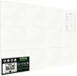 Cork Board Alternative Bulletin Board 47"x35", 12 Pack Felt Cork Board Tiles for Wall with 80 Pushpins, Removable Pin Board Notice Boards for Office School Home, 1 Pack Sticky Note Bonus, White