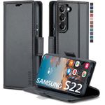 Samsung Galaxy S22 5G Wallet Case with RFID Blocking Card Holder Kickstand Magnetic,Slim Leather Flip Case Wallet for Samsung Galaxy S22 6.1"(Fashion Black)