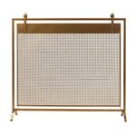 Deco 79 Metal Suspended Grid Style Netting Single Panel Fireplace Screen with Bolted Detailing, 38" x 9" x 36", Copper