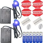 Fake Car Alarm, Dummy Car Alarm,(Batteries Included) Blue LED Light Simulate Imitation Security System, Warning Anti-Theft Flash Blinking Lamp((Light-Sensing) 2Pack, Blue Light)