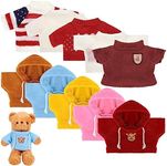 Fuyamp 10 Pcs Bear Clothes Tee Doll Clothes Bear Hoodie Sweater Fit 14-18 Inches Bears Include Cute Clothes Glasses Hat Kawaii Plush Doll Clothes DIY Bear Toy