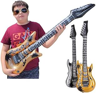 Zugar Land Rock Inflatable Guitar (42 Inches) Vinyl. Perfect Party Favor, DJ Dance 80s Rocker (Gold and Silver (2 Pack)), Multi, 42 Inch