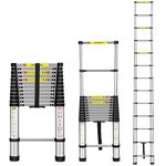 Miscoos Telescoping Ladder, 12.5FT Aluminum Telescopic Extension Ladder with Non-Slip Feet, Multi-Purpose Collapsible Ladder for RV or Outdoor Work,330lbs Capacity